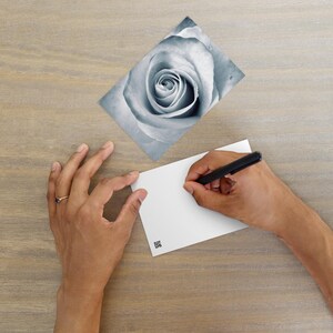 Schöne weiße Rose Makro Fotografie auf Fine Art Standard Postkarte - Perfektes stationäres Geschenk für Kunst-, Natur-, Blumen- & Fotografie-Liebhaber