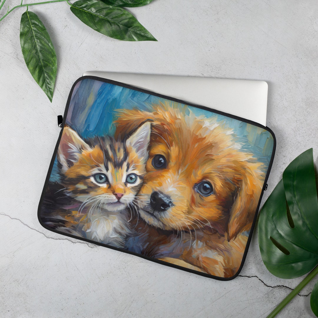 Adorable Kitten and Puppy Cuddle Laptop Sleeve – Cute and Protective ...