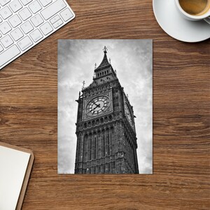 Elegante Big Ben Grußkarte - Perfekt für Haus und Büro Dekor, Geschenk für Reisende und Freunde - Atemberaubende Schwarz-Weiß-Fotografie