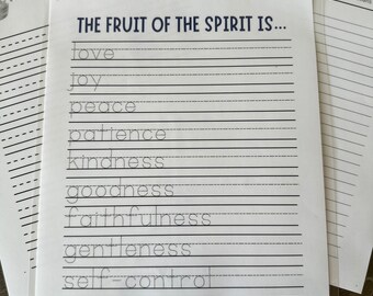 Fruit of the Spirit Copy Work, printable