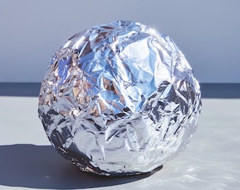 Zelfgemaakte bal gemaakt van aluminiumfolie