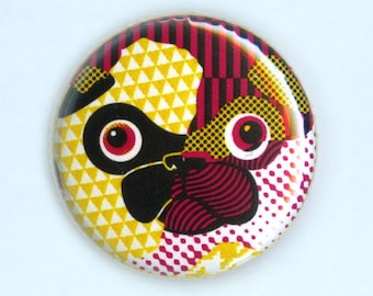 Collage Pug 1" Pin-Back Button