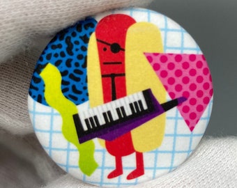 Totally 80s Diabolical Hot Dog - 1.25" Pin-Back Button