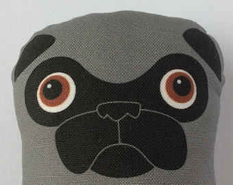 Small Dark Silver Pug Plush