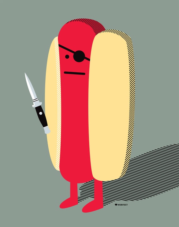 Diabolical Hot Dog Art Print - Etsy