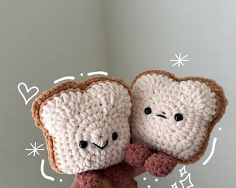 Tostada de ganchillo de peluche / Juguete de desayuno hecho a mano / Linda decoración de comida amigurumi / Regalo suave