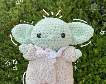 Peluche extraterrestre verde de ganchillo / Juguete de peluche de chenilla hecho a mano