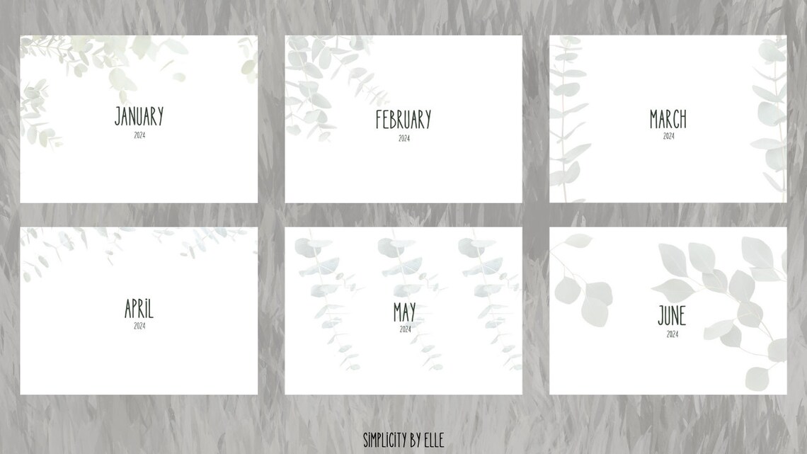 2024 Eucalyptus Wall Calendar Template - Etsy