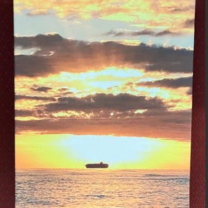 GOLDEN SUNRISE CANVAS Wall art. Atlantic Ocean sunrise photo on stretched canvas. Original photograph by Kim Cartier
