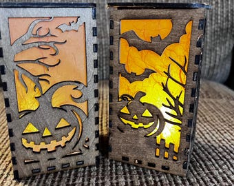 Halloween Scene Lantern: Spooky Jack-o'-Lantern Night Light Set