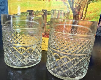 Vintage Anchor Hocking Diamond Point Glasses (Set of 2)