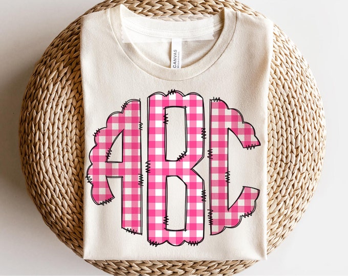Gingham Letter Patch T-Shirt