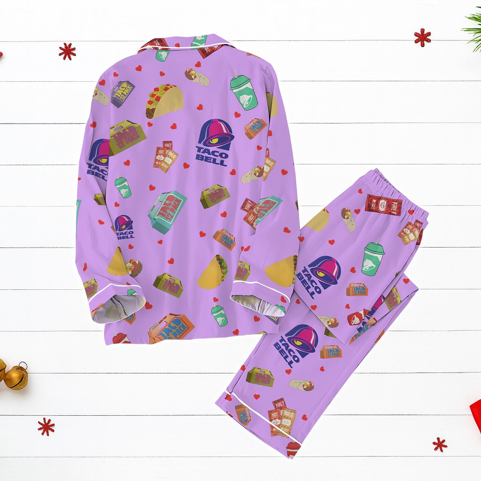 Taco Bell Pajamas Set, Taco Bell Women Pajamas, Cake Xmas Pajamas, Taco ...