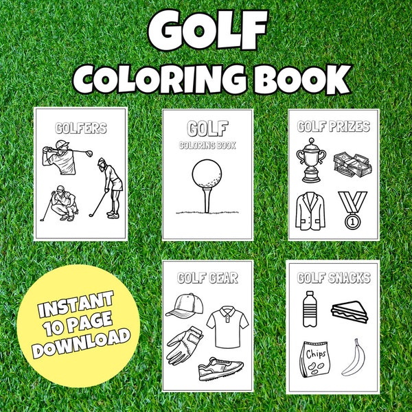 Golf Coloring Book Instant Download Printable