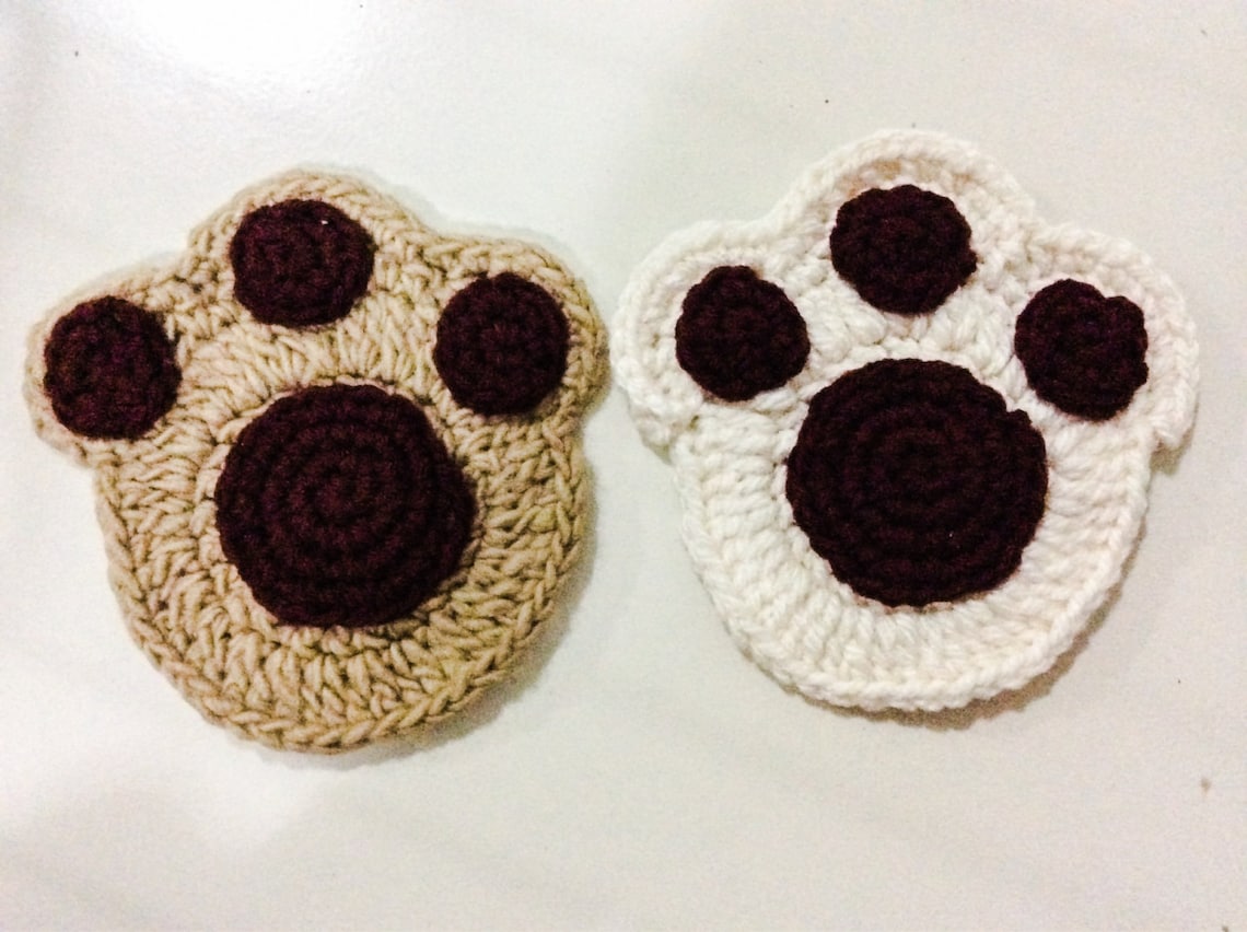 Paw print coaster crochet pattern Etsy