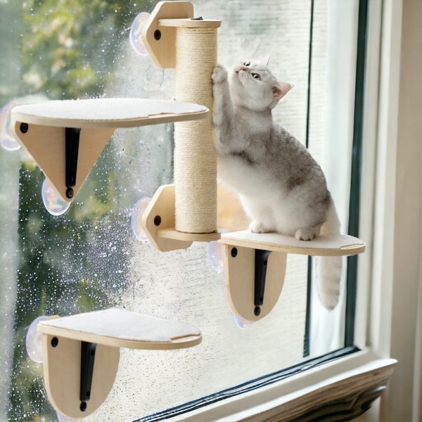 Cat Window Perch | Macrame Cat Perch for Wall or Window | Modern Cat Furniture | Boho Cat Lover Gift | Cat Window Perch