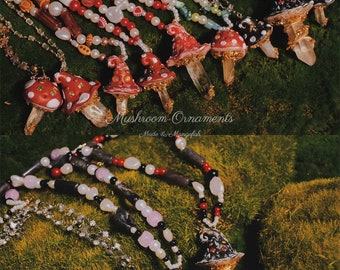 Handmade Mushroom Crystal Beaded Necklace