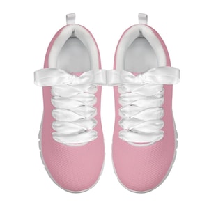 Solid Pink Sneakers - Lightweight Athletic Shoes With Ribbon Laces - Minimalist Lace-Up Trainers - Pink Walking Shoe - Blush Pink Sneakers