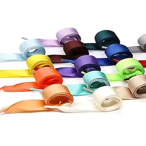 Ribbon Shoelaces for Sneakers - Cute Satin Bow Shoe Laces - Women’s Colorful Flat Laces - Fun Fashion Shoelace Upgrade - Multiple Colors