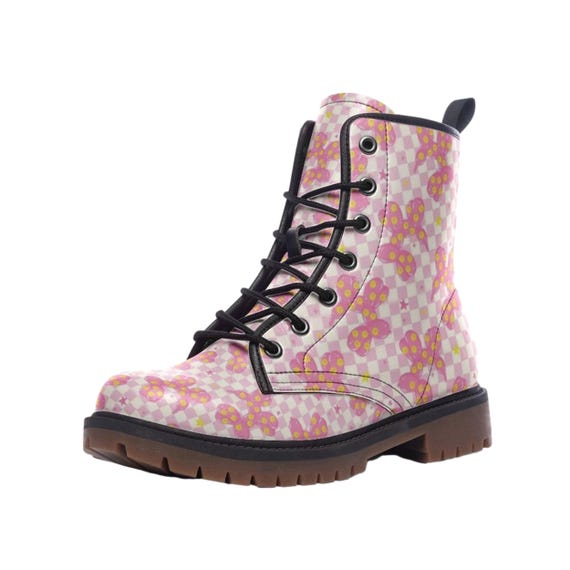 Pink Balloon Dog Boots – Faux Leather Lace up Boots With Pink