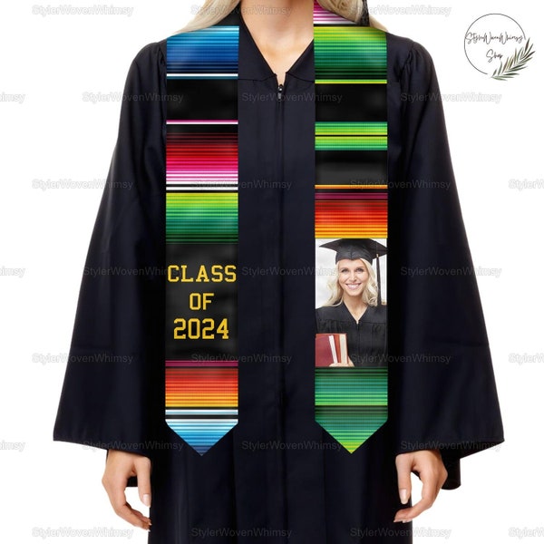 Graduation Gift, Custom Mexican Sarape Graduation Stole, Class Of 2024 Graduate Stole, Personalized Photo Graduation Stole