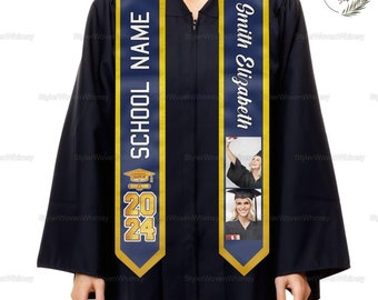Estola de graduación personalizada, faja de graduación con foto personalizada, faja con nombre personalizado, regalo de graduación, estola de graduación con nombre de la escuela