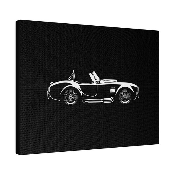 AC Cobra - High Definition Print on Matte Canvas - Black and White Silhouette - Wall Decor for Living Room, Garage, and Man Cave