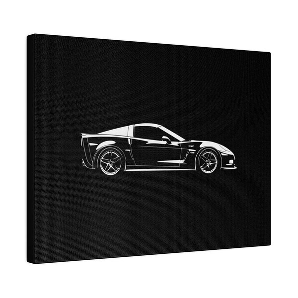 Chevrolet Corvette - Impression haute définition sur toile mate - noir et blanc - décoration murale pour salon, garage, et man cave