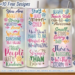 Motivational Quotes Tumbler Wrap: 20 oz Skinny Sublimation Design (Digital Download)
