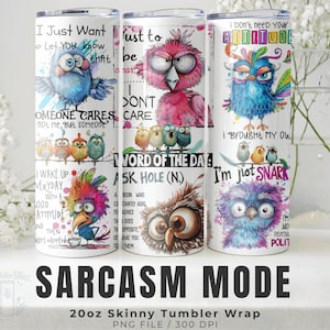 Sarcastic Bird Tumbler Wrap PNG, Funny Sassy Bird Quotes, 20oz Skinny Sublimation Design