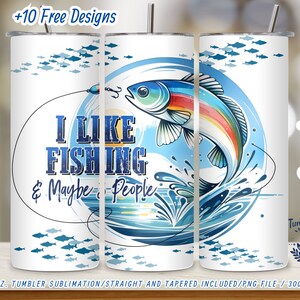 Funny Fishing Tumbler Wrap PNG: I Like Fishing Design (Digital Download)