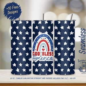 God Bless America 20 oz Skinny Seamless Tumbler Wrap PNG | Digital Download | Patriotic Tumbler Design | USA Flag Tumbler Wrap, Popular Now