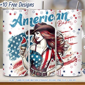 American Babe Tumbler Wrap: 4th of July Cowgirl Design (Digital Download)