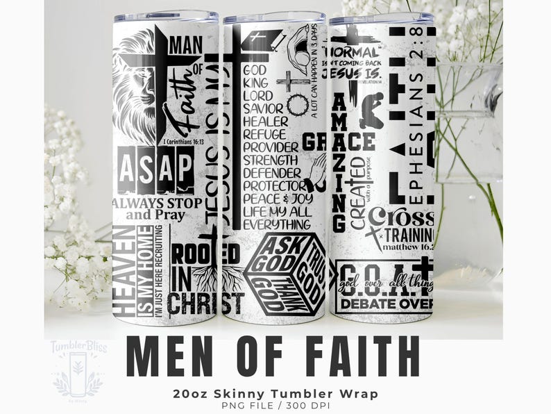 Christian Faith Tumbler Wrap: Bible Verse Sublimation Design (Digital Download PNG) image 1