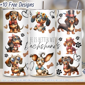 Life is Better with Dachshunds Tumbler Wrap PNG – 20 oz Skinny Tumbler Sublimation Design – Cute Dachshund Dog Lover Tumbler Wrap