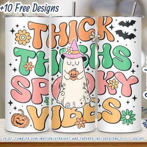 Dikke dijen Spooky Vibes Tumbler Wrap PNG - 20 oz Skinny Tumbler Halloween Design - digitale download, Groovy Halloween, png