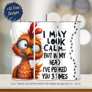 Pájaro divertido "Puedo mirar almeja" Envoltura de vaso PNG / Envoltura de vaso flaco de 20 oz / Descarga digital peculiar / Pájaros de dibujos animados sarcásticos y extravagantes