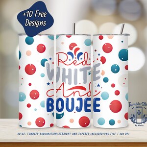 4th of July Patriotic 20 oz Skinny Tumbler Wrap PNG | Digital Download | Red, White, and Boujee Sublimation Design