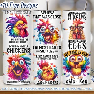 Funny Chicken Tumbler Wrap - 20 oz Skinny Tumbler PNG - Sassy Rooster Quotes Sublimation Design - Digital Download