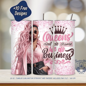 Black Queen Boss 20oz Tumbler Wrap: Design a sublimazione con affermazione (download digitale PNG)