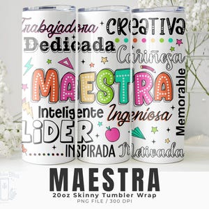 Maestra Word Art Tumbler Wrap – Spansklärarpresent (digital nedladdning)