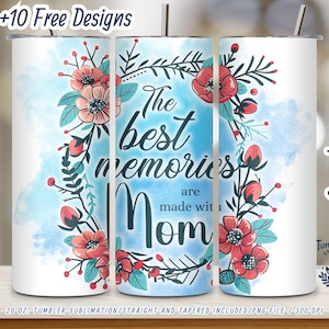 Floral Mom Tumbler Wrap 20 Unzen: Aquarell Sublimationsdesign (Digitaler Download)