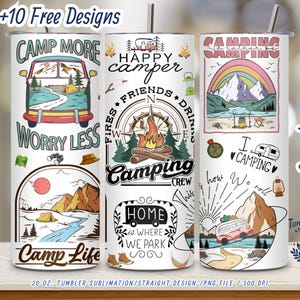 Vintage Camper Van Tumbler Wrap: Campfire PNG (Digital Download)