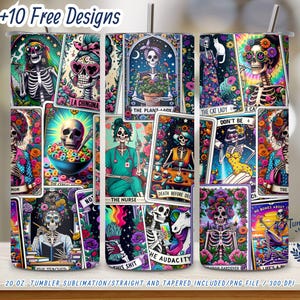 Sarkastische Tarot Karten Tumbler Wrap Schwören Witchy Skeleton 20 Unzen Skinny Tumble Wrap Sublimation Design Lustige Tumbler PNG Download