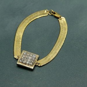 Vintage Rhinestone & Chain Bracelet