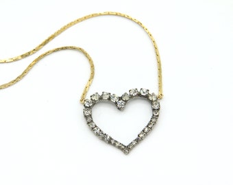 Love Ya! - Vintage Heart Rhinestone Pin Necklace