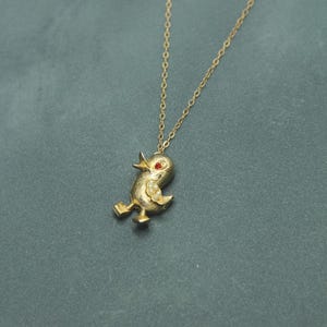 Quackers - Vintage Rhinestone and Seed Pearl Duck Pin Necklace