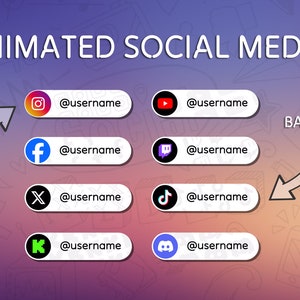 4 Custom Animated Lower Thirds for Social Media: YouTube, X/Twitter, Twitch, Instagram, Kick, TikTok, Facebook Transparent 1080p/4k 60fps. image 2