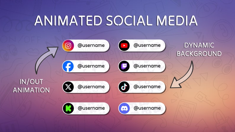 4 Custom Animated Lower Thirds for Social Media: YouTube, X/Twitter, Twitch, Instagram, Kick, TikTok, Facebook Transparent 1080p/4k 60fps. immagine 2