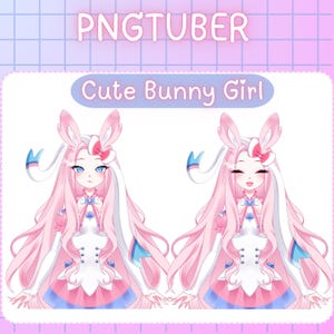 Cute Bunny Girl Pngtuber | Cute | Pink | Bunny |  Streaming Avatar | Twitch | Discord | Youtube | Ready to Use